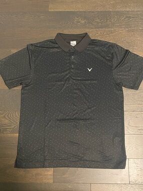 Callaway Black Polo with Subtle Dot Pattern